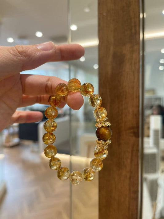 Citrine & Tiger's Eye Abundance Bracelet | Natural Crystal Wealth & Confidence Energy Beaded Bracelet