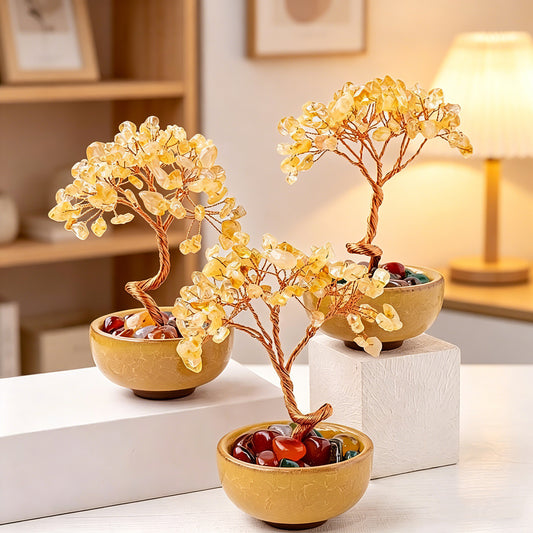 Crystal Wealth Tree with Agate Base for Home Decor
