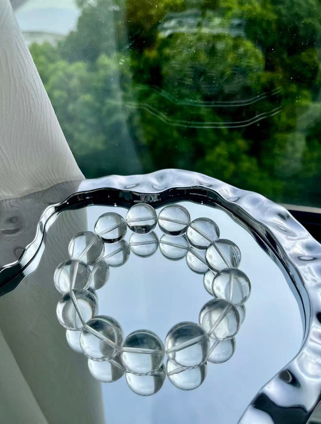 Natural Clear Quartz Single Strand Bracelet | Energy Purification & High-Frequency Amplifier