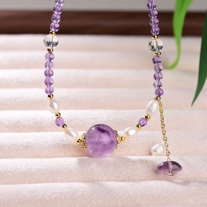 Spiritual Amethyst & Pearl Healing Choker
