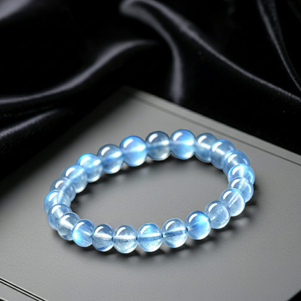 Blue Flash Moonstone Bracelet | Intuition & Emotional Balance Crystal