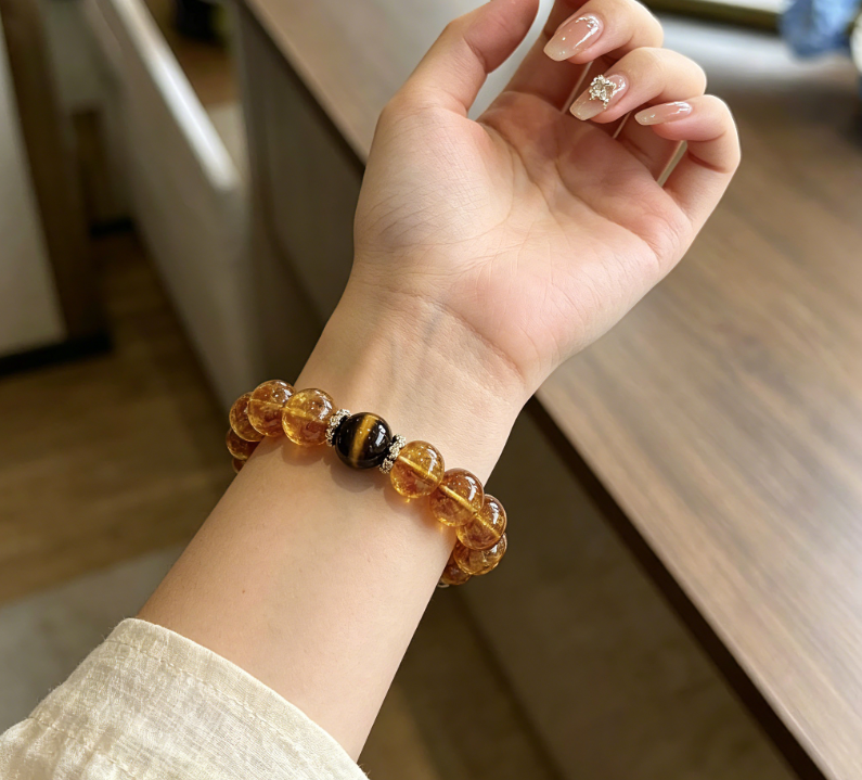 Citrine & Tiger's Eye Abundance Bracelet | Natural Crystal Wealth & Confidence Energy Beaded Bracelet