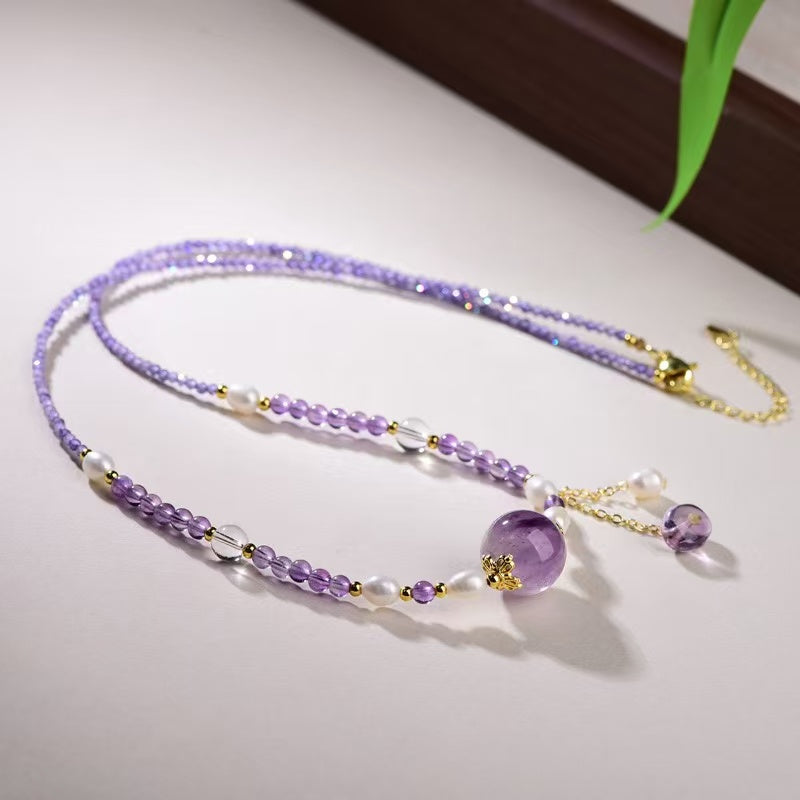 Spiritual Amethyst & Pearl Healing Choker