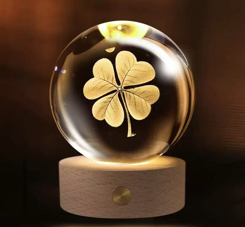 3D Engraved Romantic Crystal Ball with Sparkling Glow