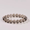 Natural Smoky Quartz Bracelet, Icy Transparent Smoky Crystal Round Beads Bracelet