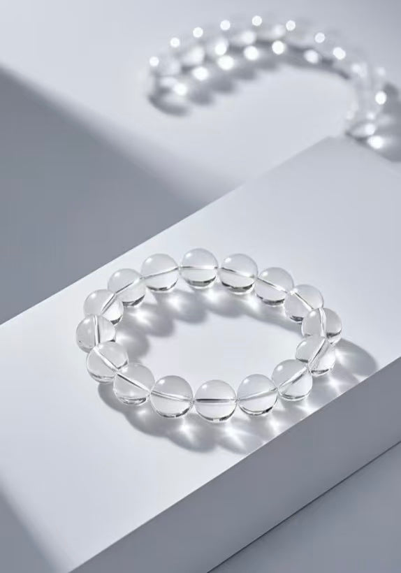 Natural Clear Quartz Single Strand Bracelet | Energy Purification & High-Frequency Amplifier